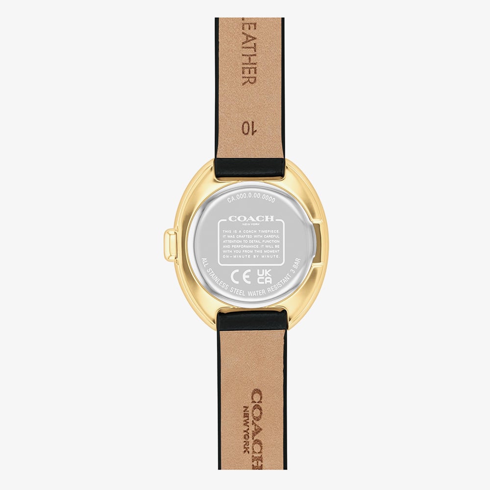Coach Ladies Sammy Oval Dial Black Leather Strap Watch 14504421