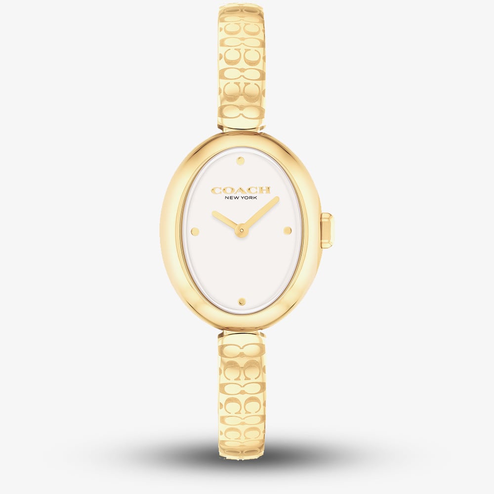 House of Watches - Coach Ladies Sammy Oval Dial Gold Tone Bangle Watch 14504528