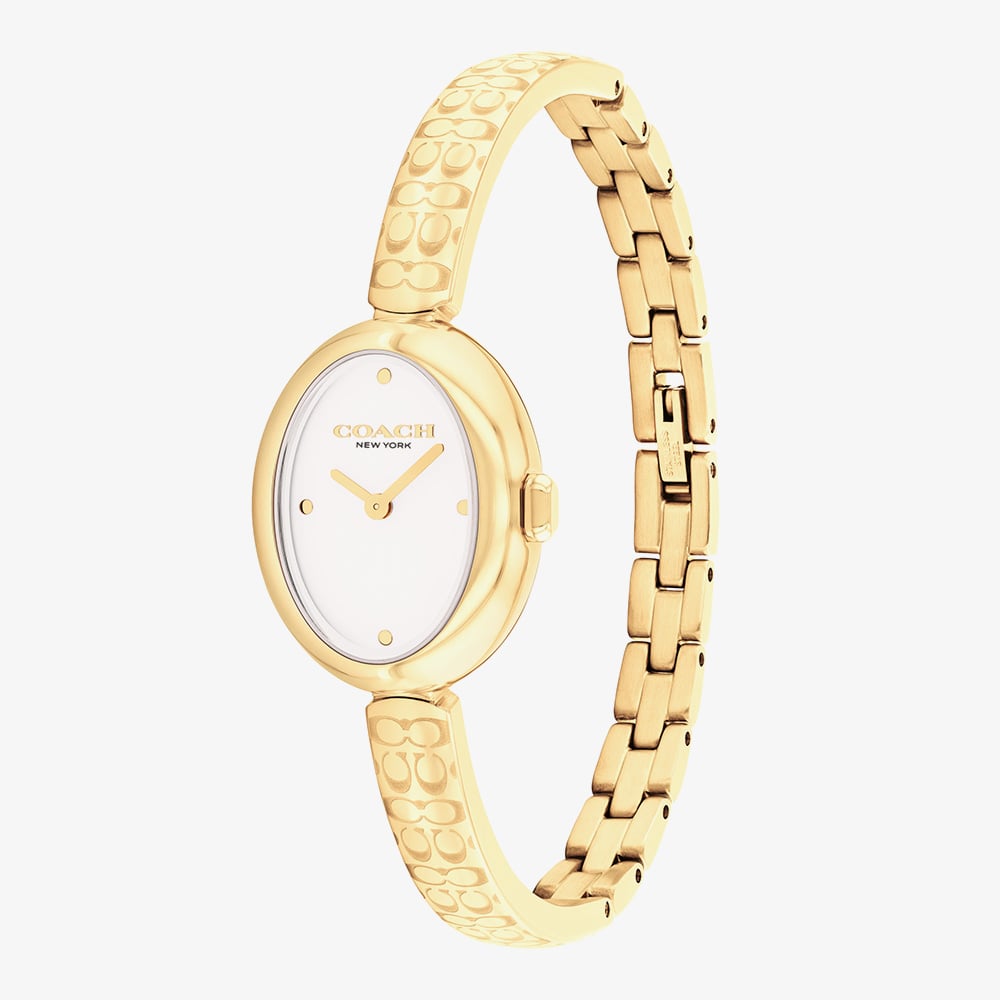 Coach Ladies Sammy Oval Dial Gold Tone Bangle Watch 14504528