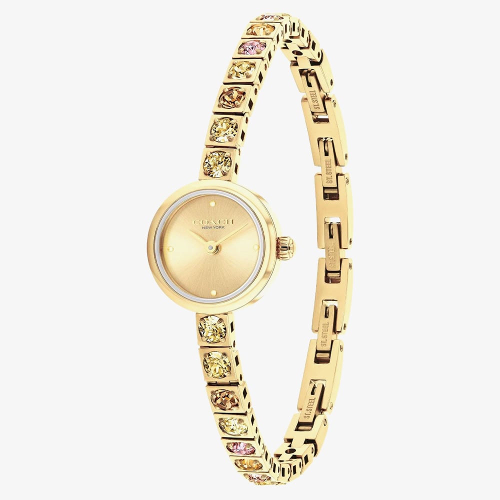 Coach Ladies Iris Gold Dial Golden Tennis BraceletWatch 14504723