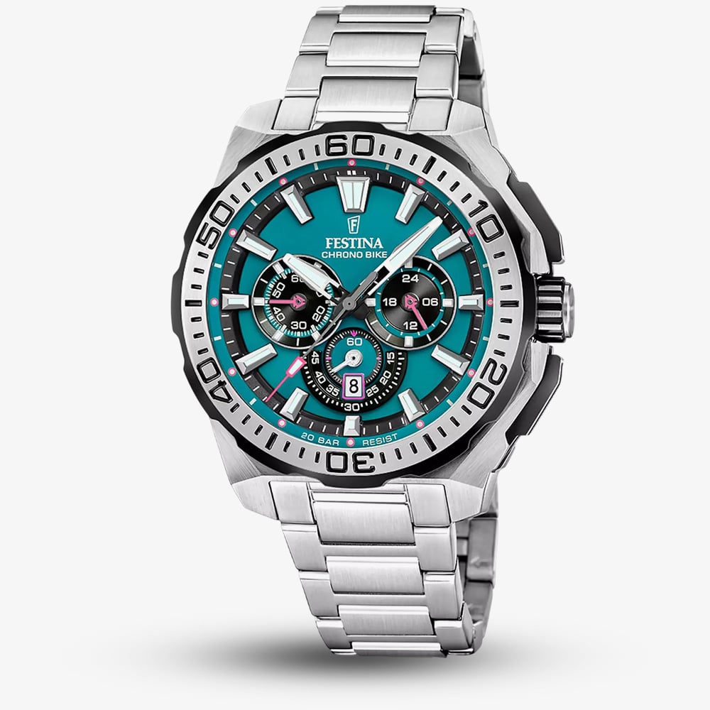 Festina Mens Chrono Bike Teal Dial Chronograph Watch F20724/6 - Image 3
