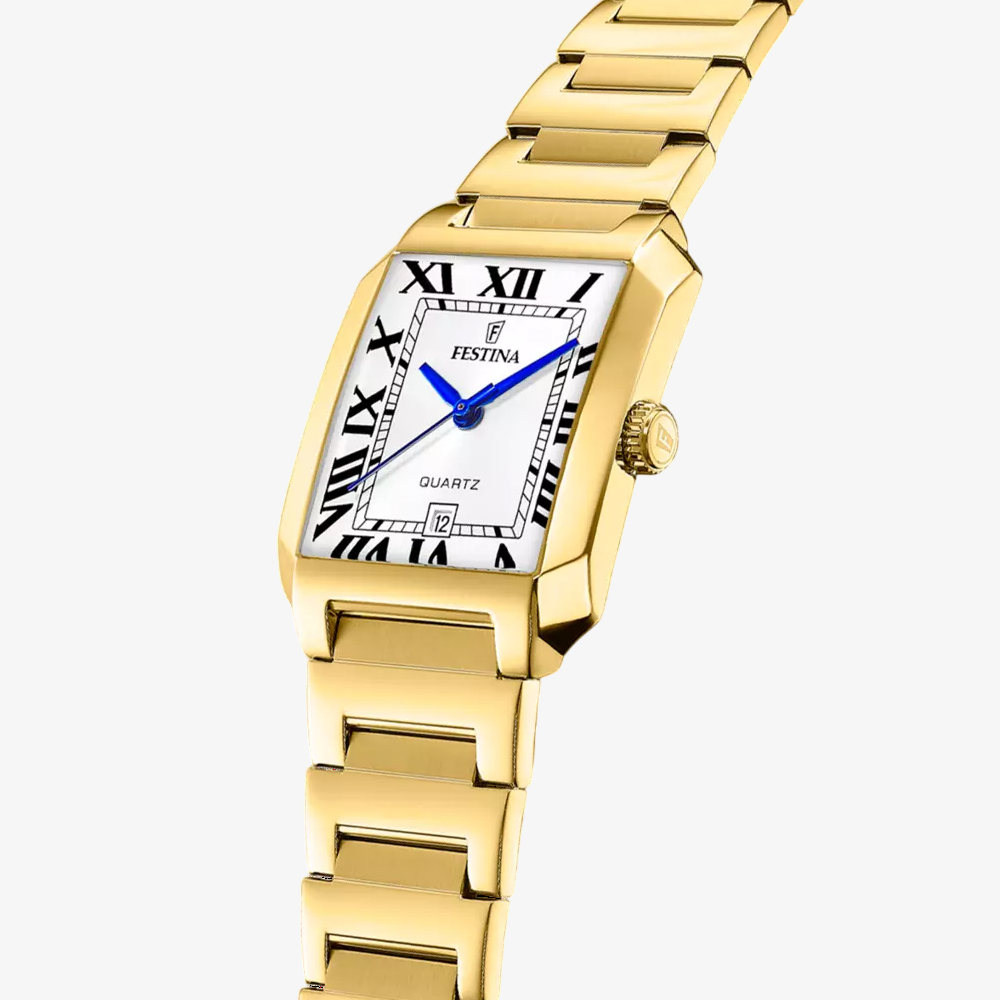 Festina Ladies On The Square Gold Plated White Square Dial Watch F20680/1