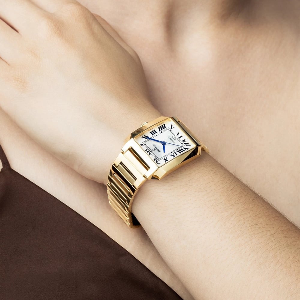 Festina Ladies On The Square Gold Plated White Square Dial Watch F20680/1