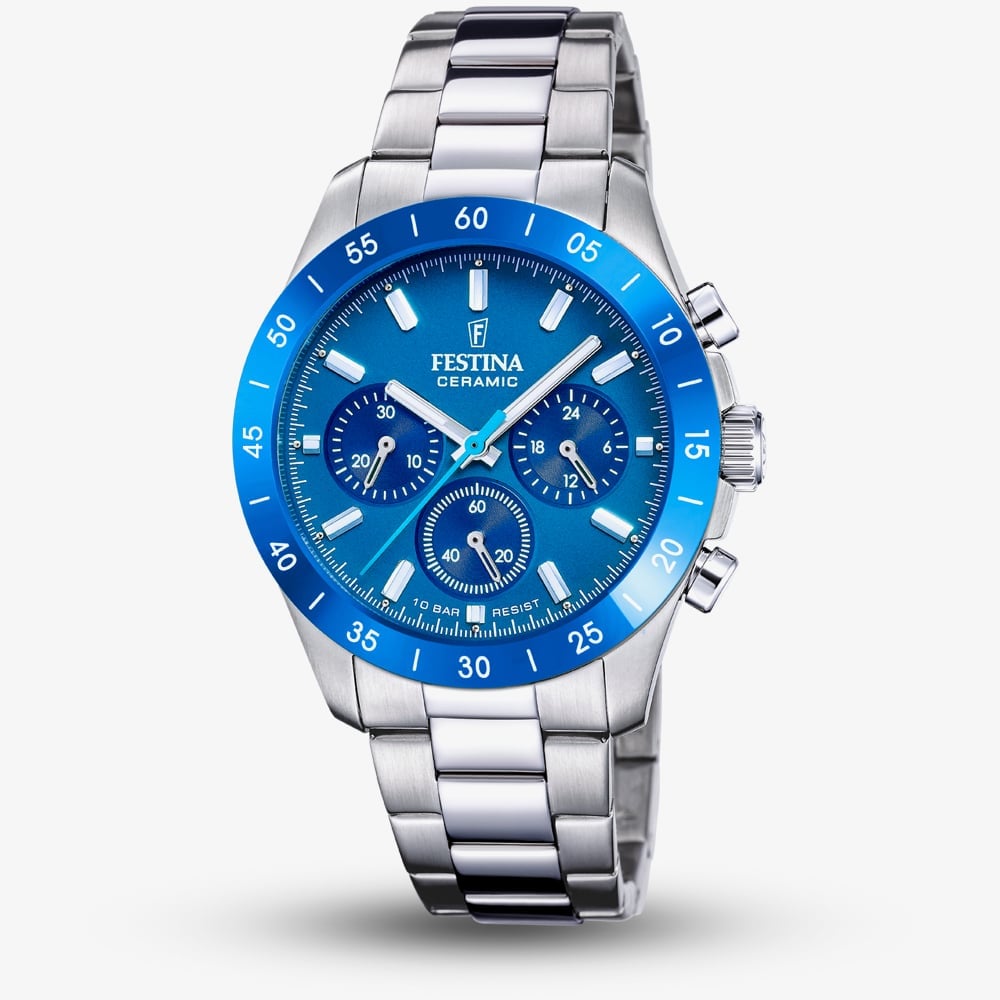 Festina Women's Ceramic Chronograph Watch F20693 in Blue - Image 1