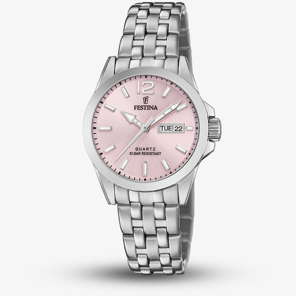 House of Watches - Festina Ladies Classics Pink Dial Day Date Watch F20455/2