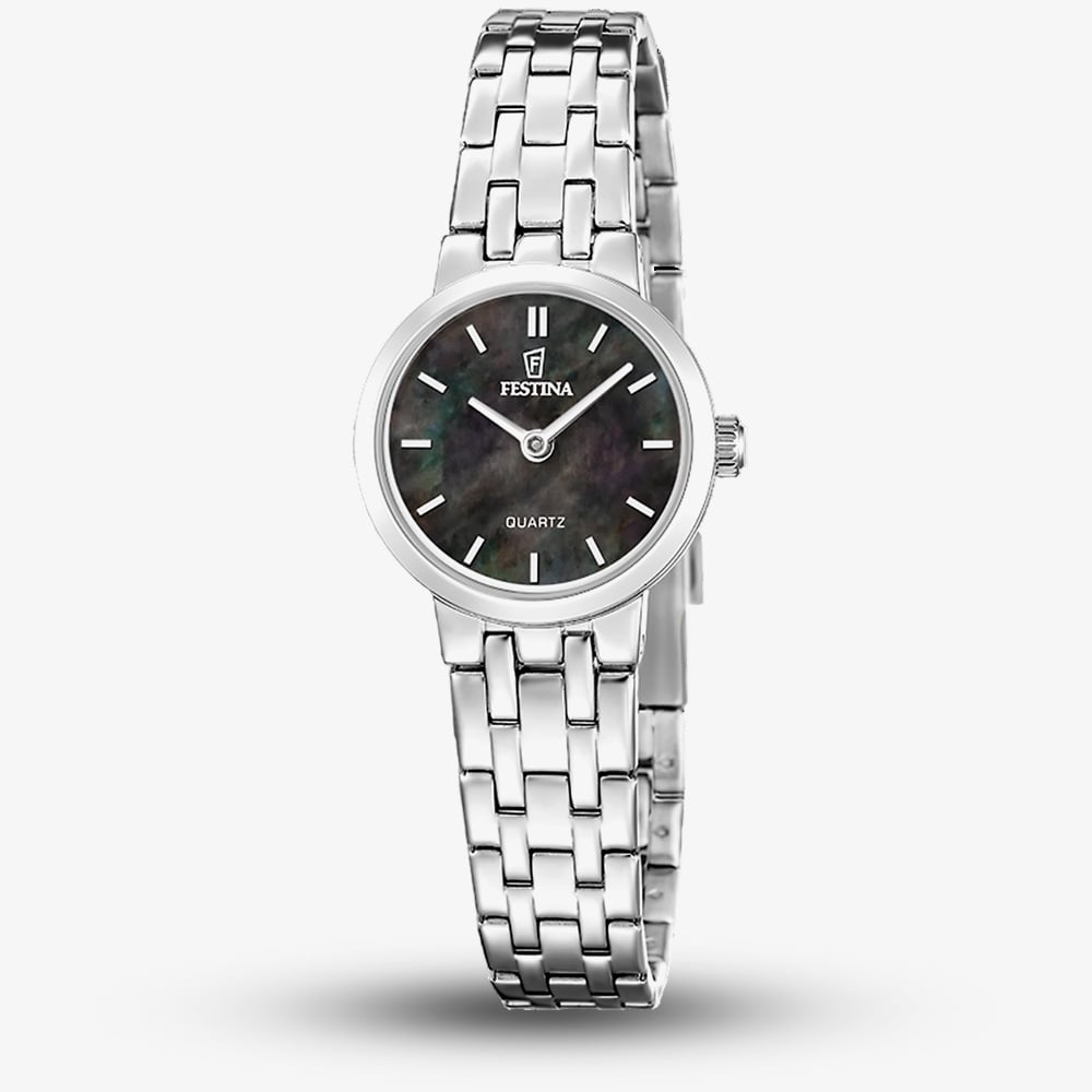 House of Watches - Festina Ladies Mademoiselle Black Mother Of Pearl Dial Watch F20746/6