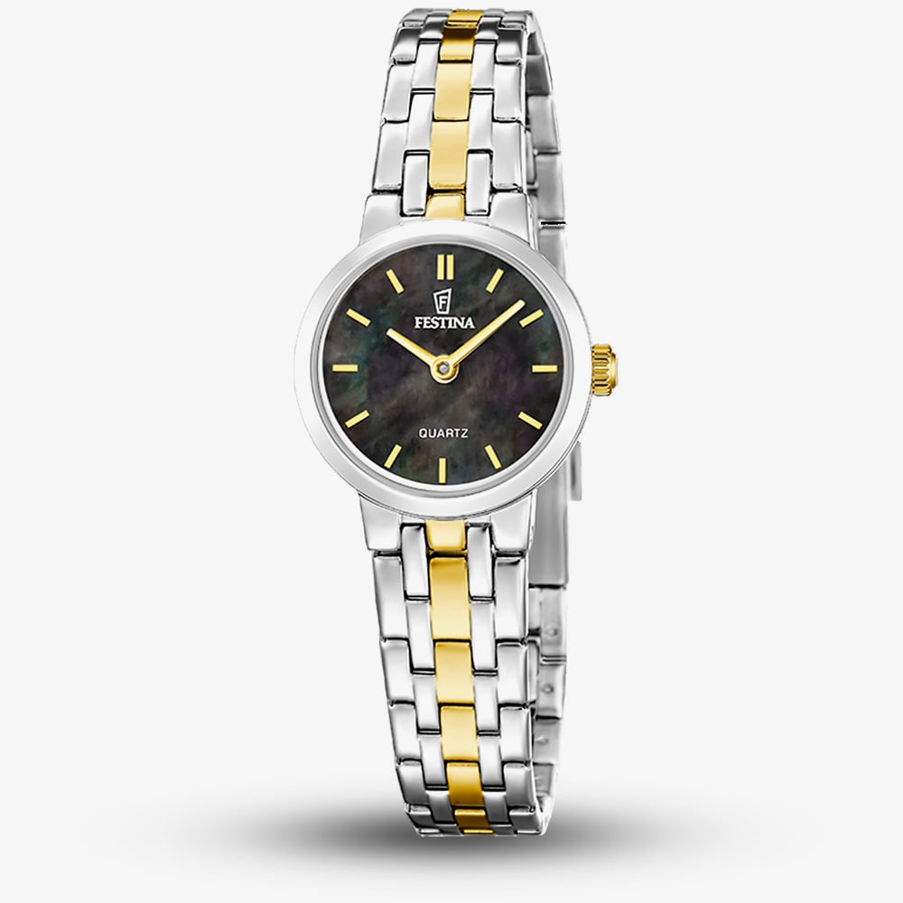 House of Watches - Festina Ladies Mademoiselle Two Tone Black Dial Watch F20747/4
