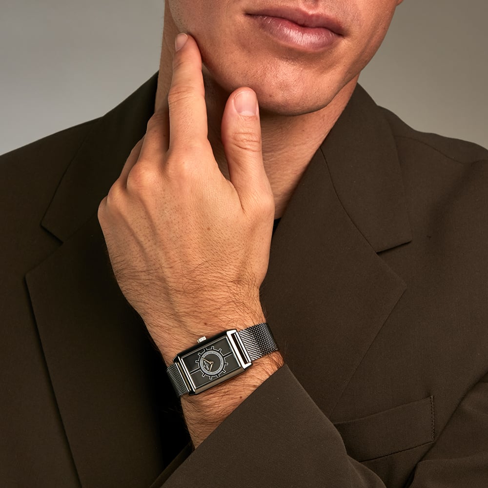 Orlam Mens Era Grey Rectangle Dial Mesh Bracelet Watch ORDGMEP007