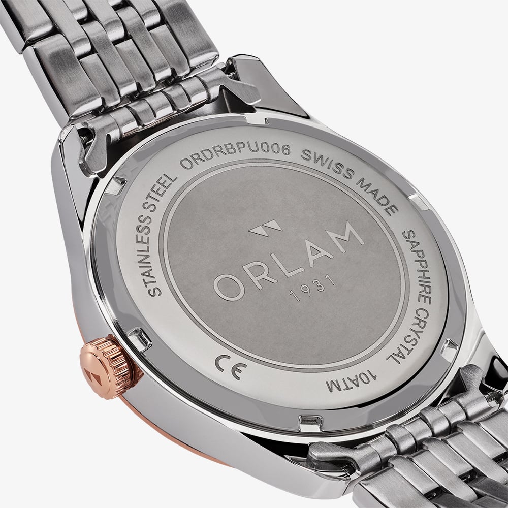 Orlam Mens Pulse Silver Dial Two Colour Bracelet Watch ORDRBPU006