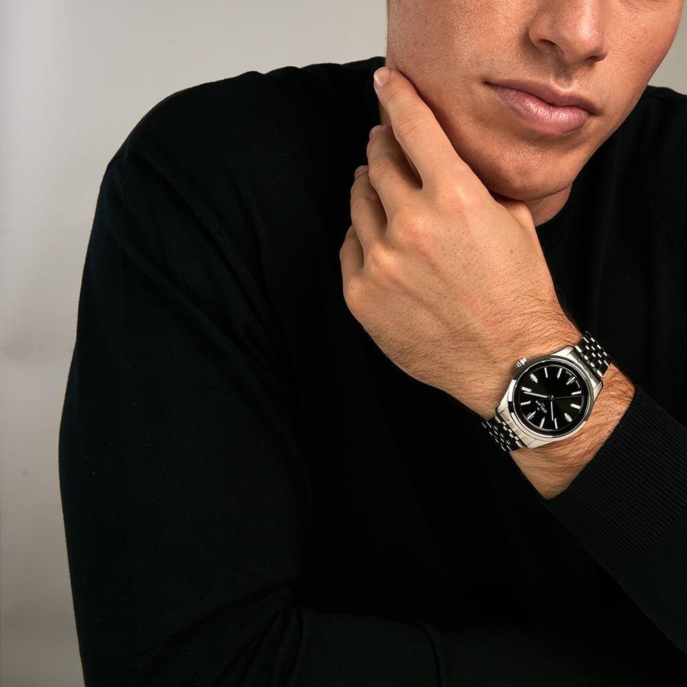 Orlam Mens Cadence Black Dial Silver Bracelet Watch ORSSBCA004