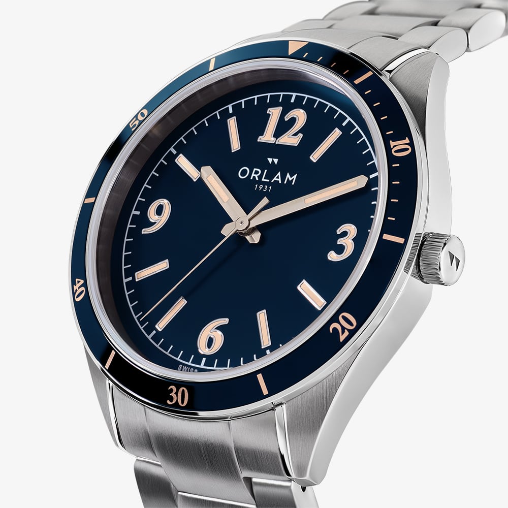 Orlam Mens Twilight Blue Dial Silver Bracelet Watch ORSSBCR005