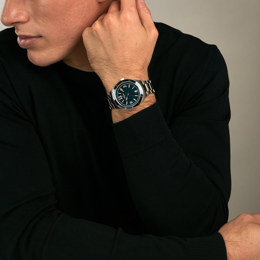 Orlam Mens Twilight Blue Dial Silver Bracelet Watch ORSSBCR005