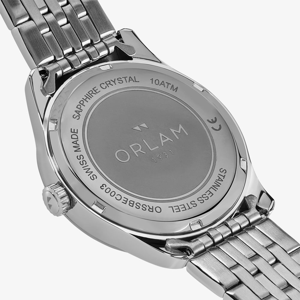 Orlam Mens Echo Black Dial Silver Bracelet Watch ORSSBEC003
