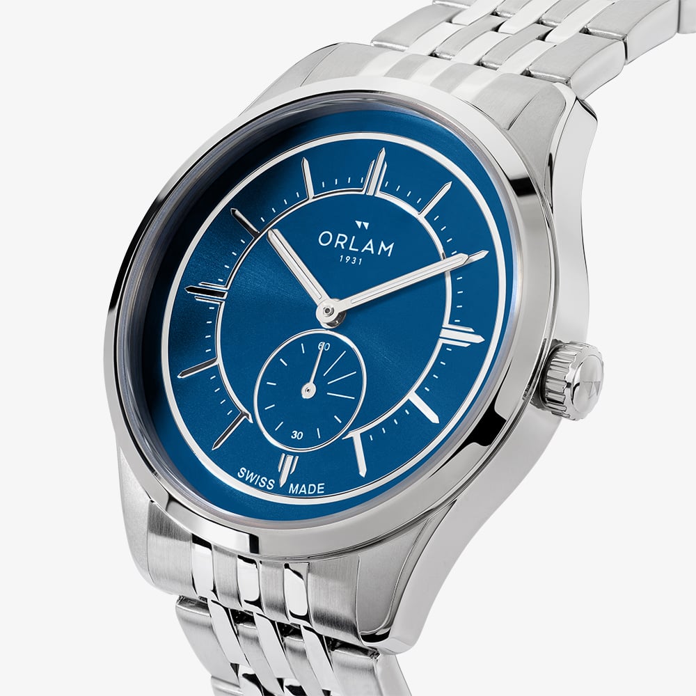 Orlam Mens Echo Blue Dial Silver Bracelet Watch ORSSBEC004