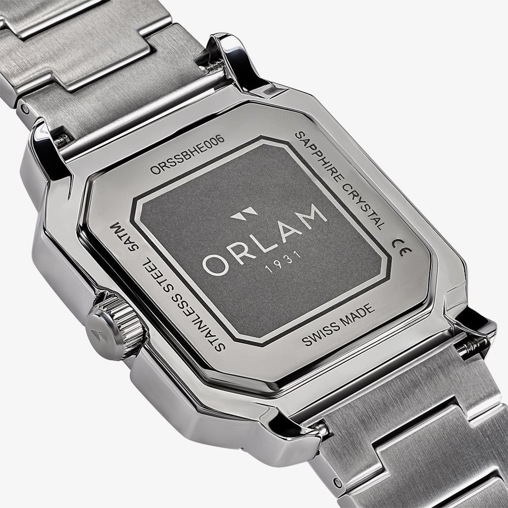 Orlam Mens Heritage Blue Square Dial Silver Bracelet Watch ORSSBHE006