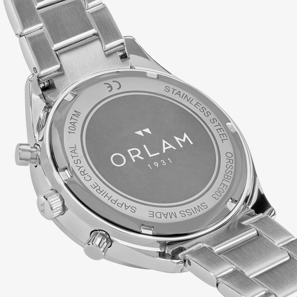 Orlam Mens Legend Black Dial Silver Bracelet Watch ORSSBLE003