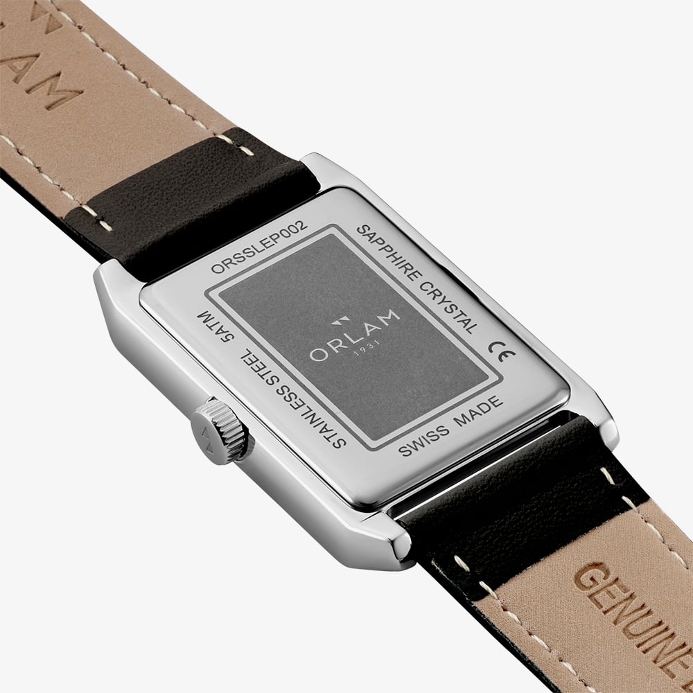 Orlam Mens Era Black Rectangle Dial Leather Strap Watch ORSSLEP002
