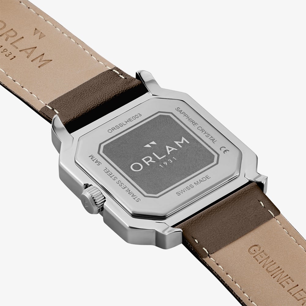 Orlam Mens Heritage Blue Octagon Dial Leather Strap Watch ORSSLHE003