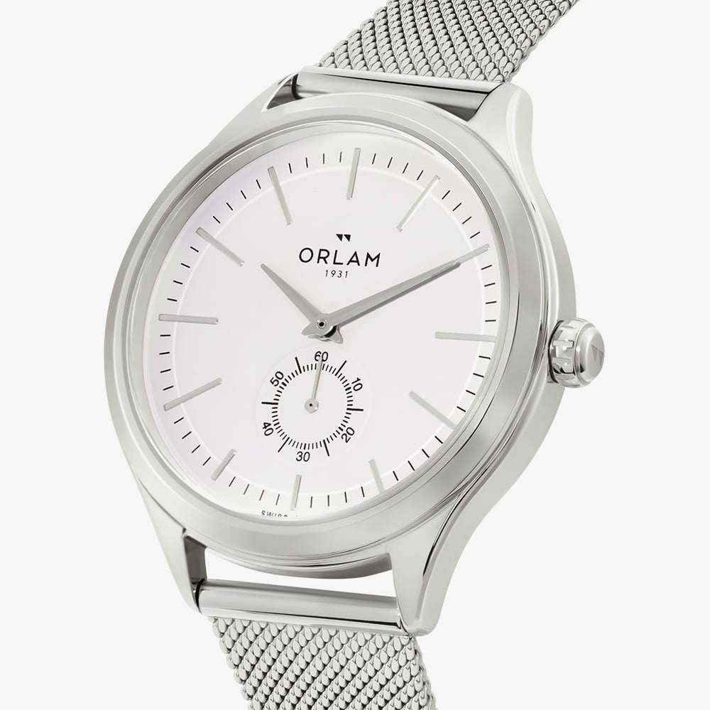 Orlam Mens Dawn White Dial Mesh Bracelet Watch ORSSMAU003