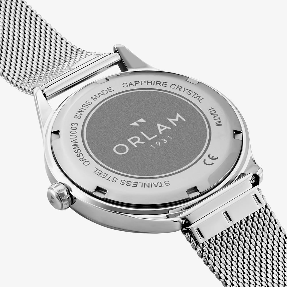 Orlam Mens Dawn White Dial Mesh Bracelet Watch ORSSMAU003