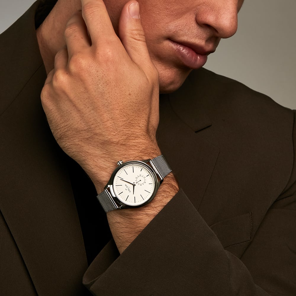 Orlam Mens Dawn White Dial Mesh Bracelet Watch ORSSMAU003