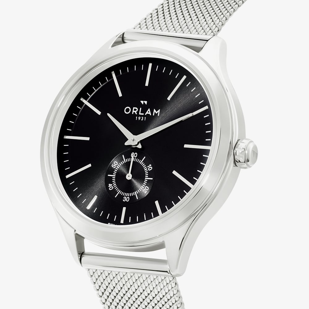 Orlam Mens Dawn Black Dial Mesh Bracelet Watch ORSSMAU005