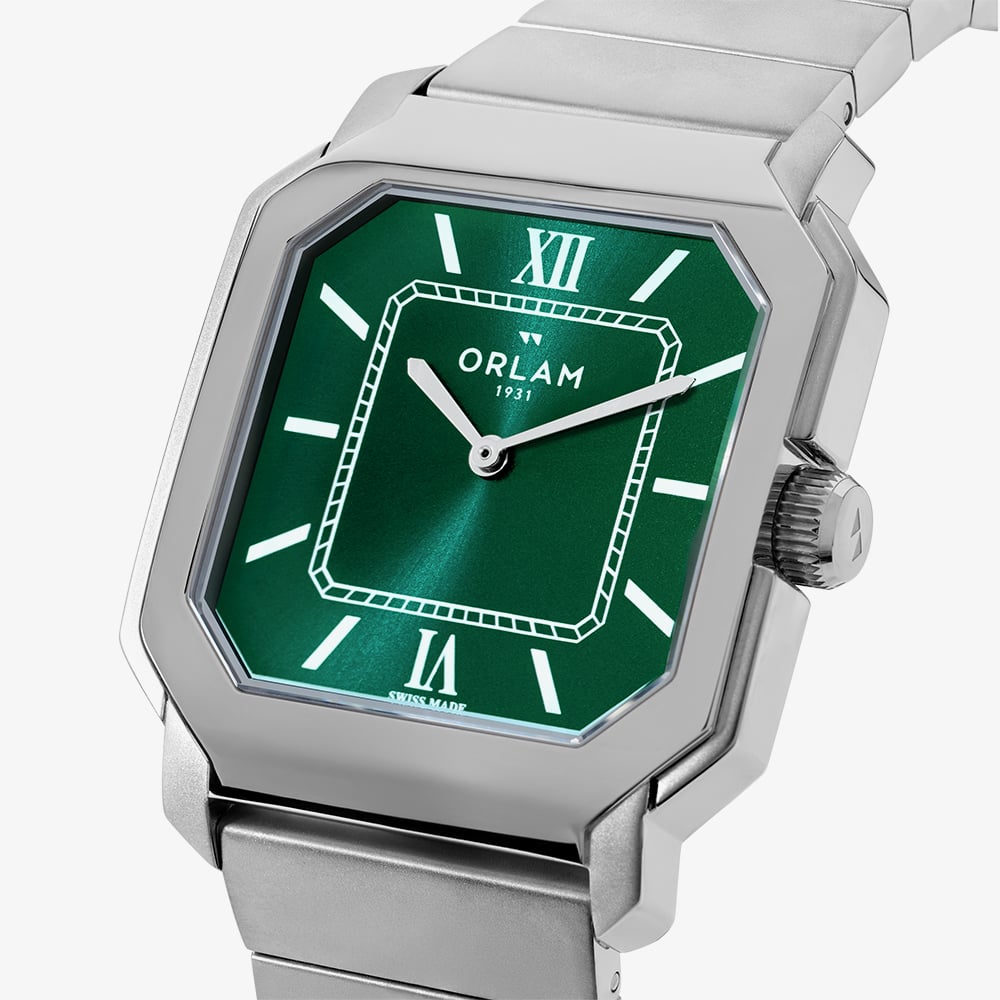 Orlam Mens Heritage Green Octagon Dial Bracelet Watch ORSSBHE007