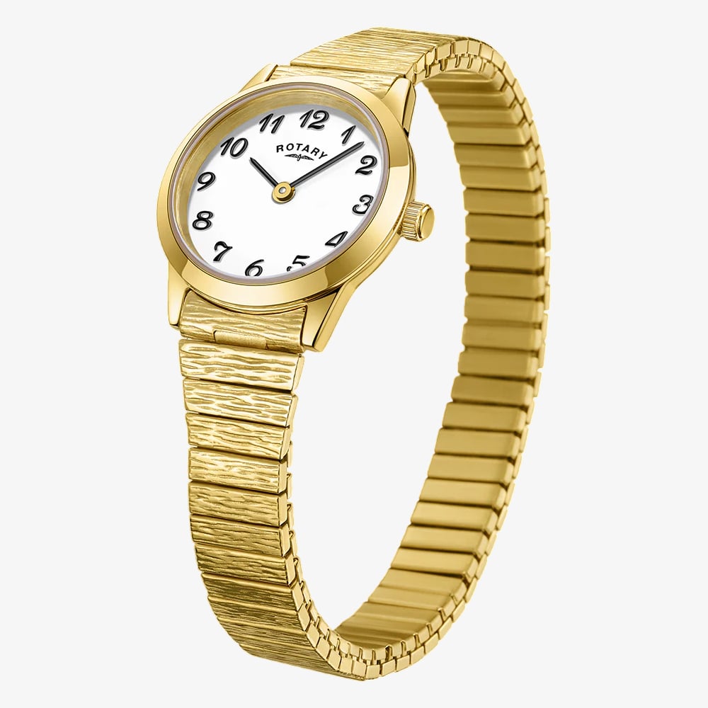 Rotary Ladies Heritage Expander Gold Plated White Dial Watch LB00762/01