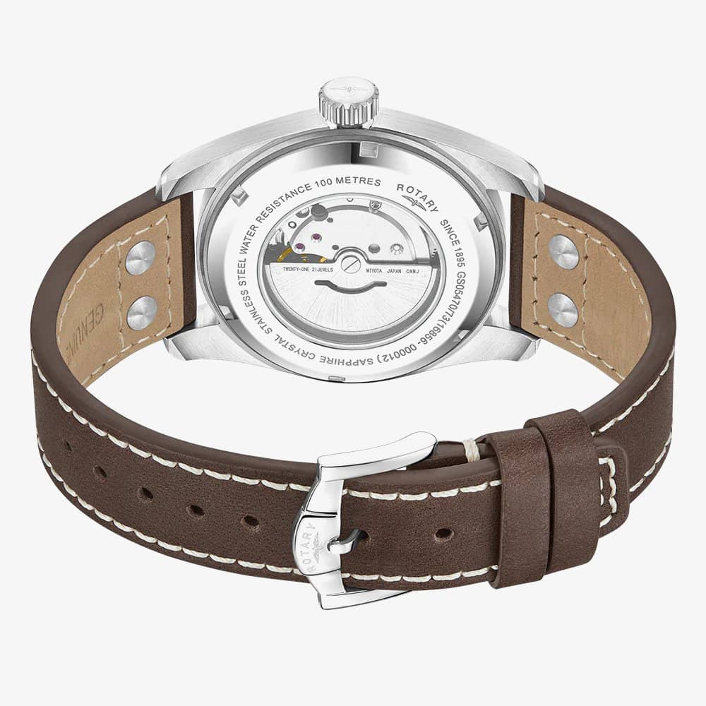 Rotary 1895 Pilot Automatic Green Dial Leather Watch GS05470/73