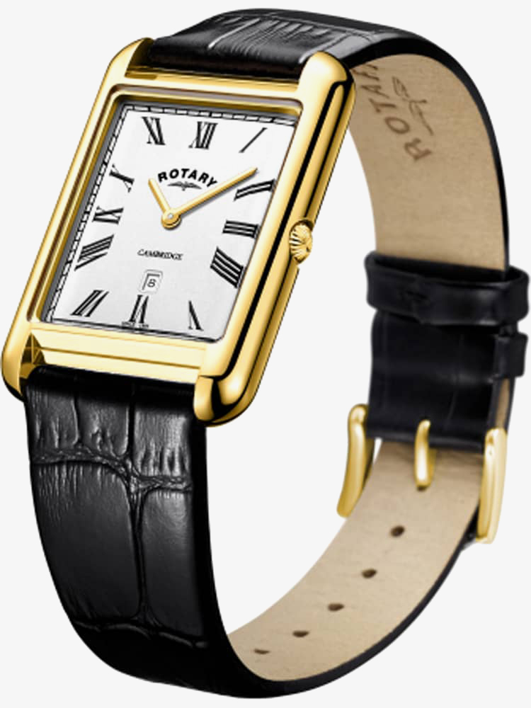 Rotary Mens Cambridge Gold Plated Rectangular Watch GS05283/01