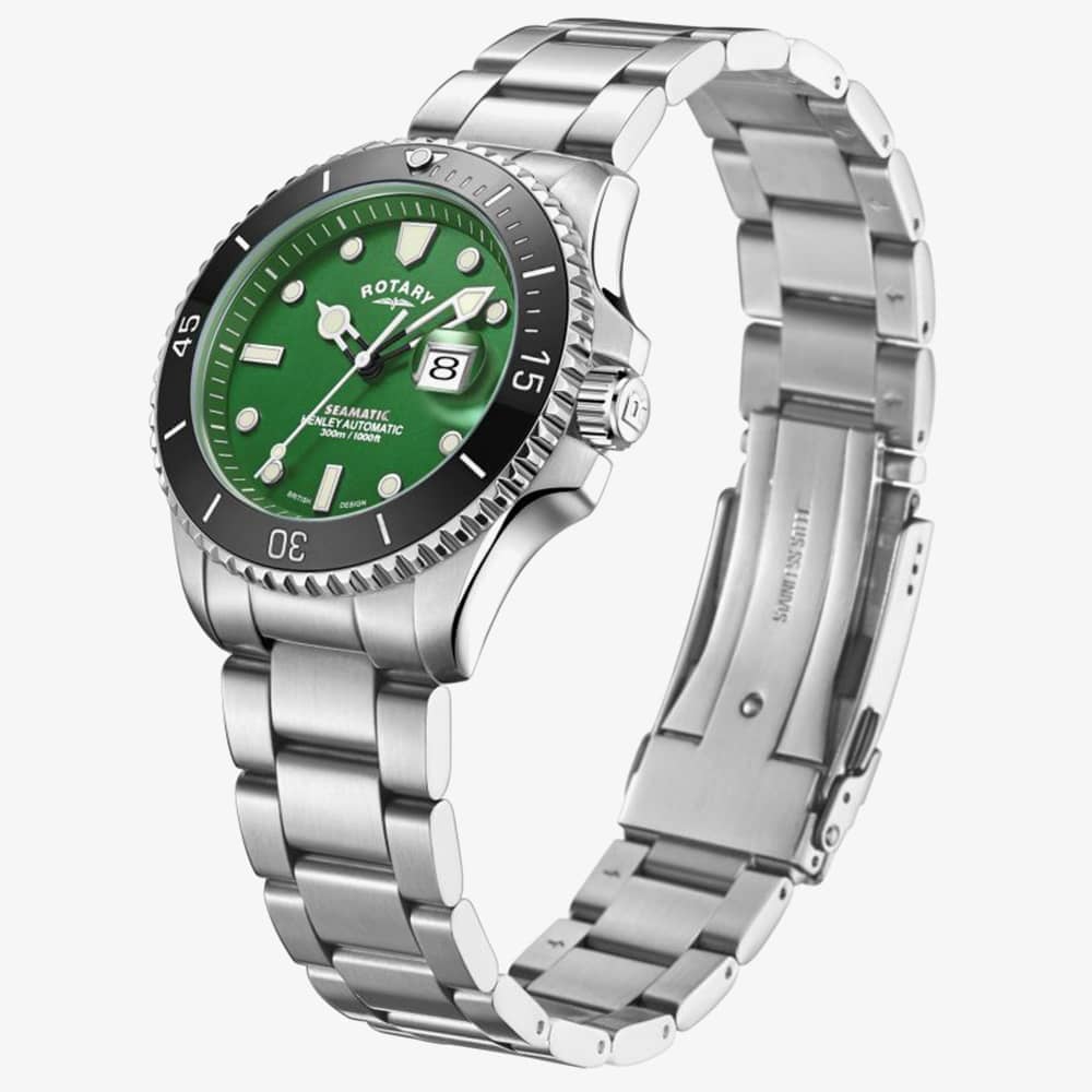 Rotary Mens Seamatic Automatic Green Dial Watch GB05430/78