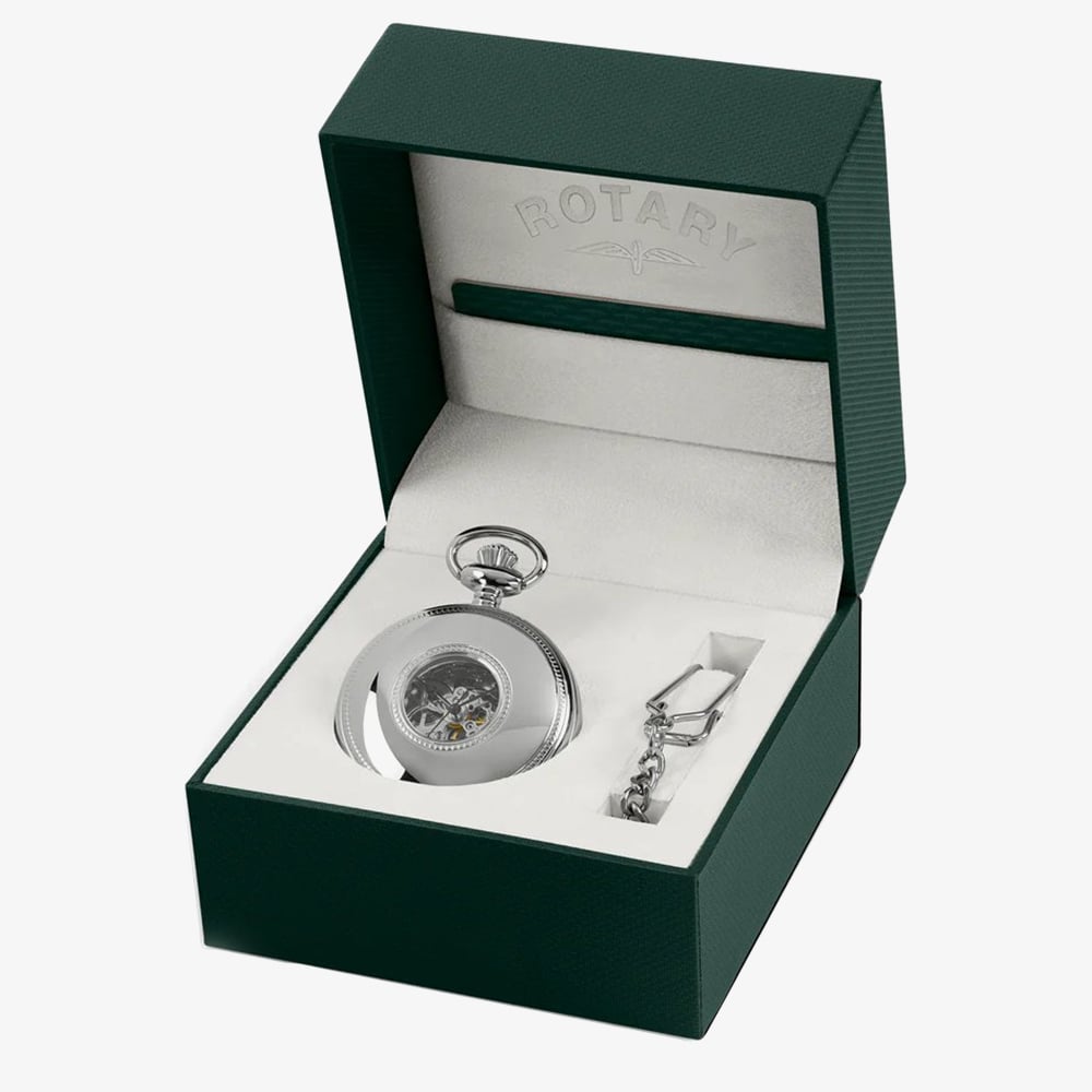 Rotary Heritage White Dial Skeleton Pocket Watch RP00726/01