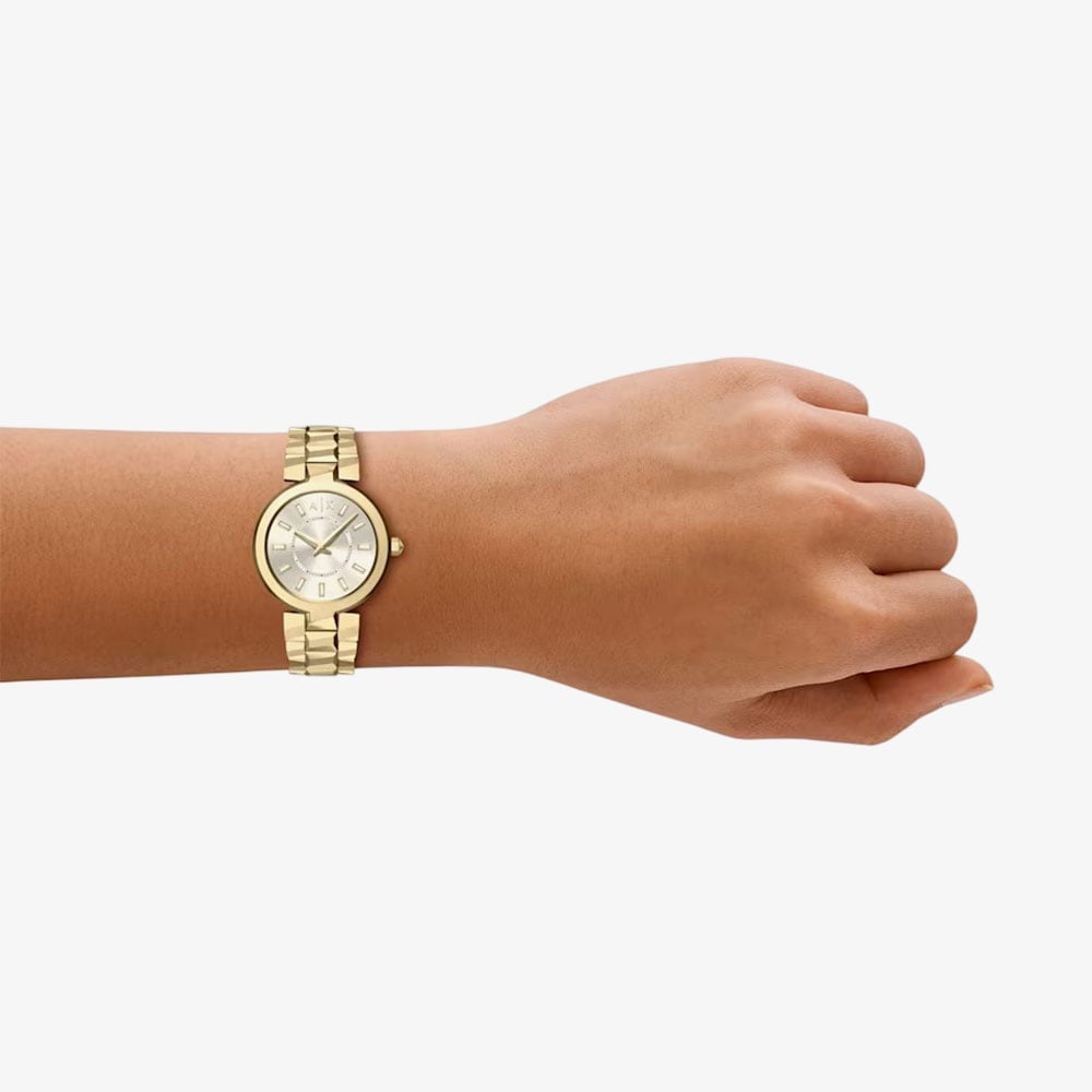 Armani Exchange Ladies Audora Gold Tone Bracelet Watch AX4409