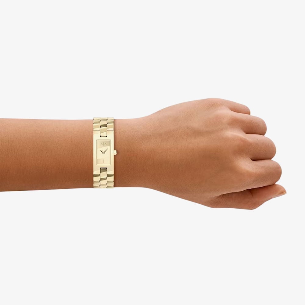 Armani Exchange Ladies Aria Gold Tone Bracelet Watch AX4701