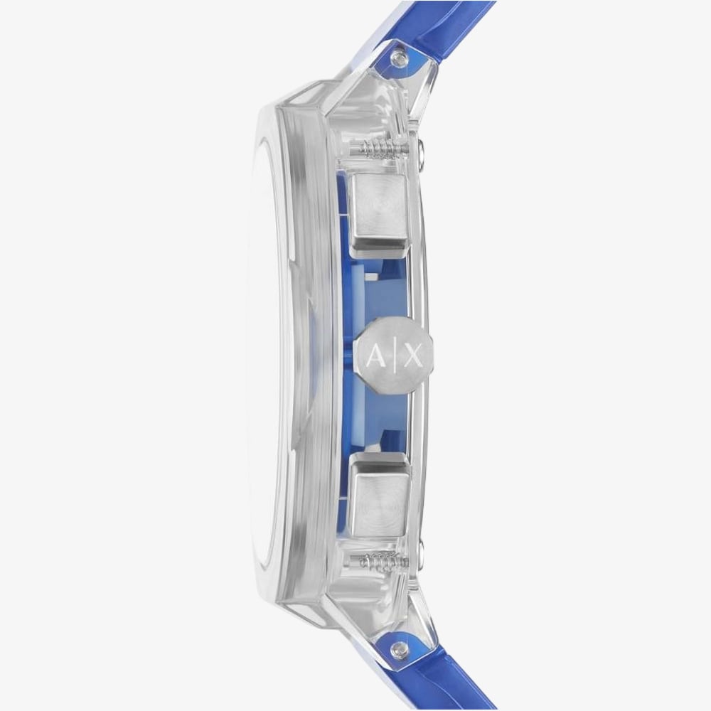 Armani Exchange Mens Rafael Blue Chronograph Plastic Strap Watch AX4166