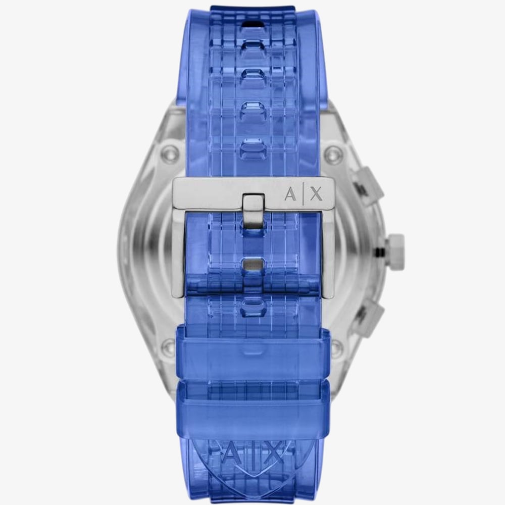 Armani Exchange Mens Rafael Blue Chronograph Plastic Strap Watch AX4166