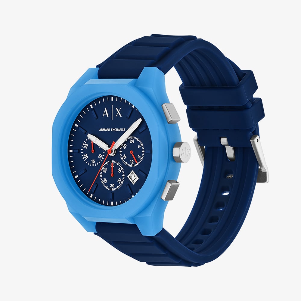 Armani Exchange Mens Sync Two Tone Blue Chronograph Watch AX4170
