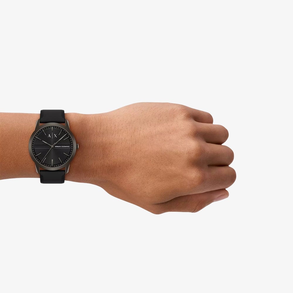 Armani Exchange Mens Lexon Black Silicone Strap Watch AX2652