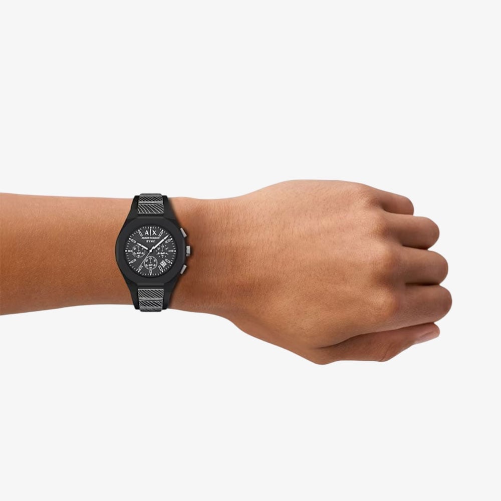 Armani Exchange Mens Sync Black Chronograph Strap Watch AX4174