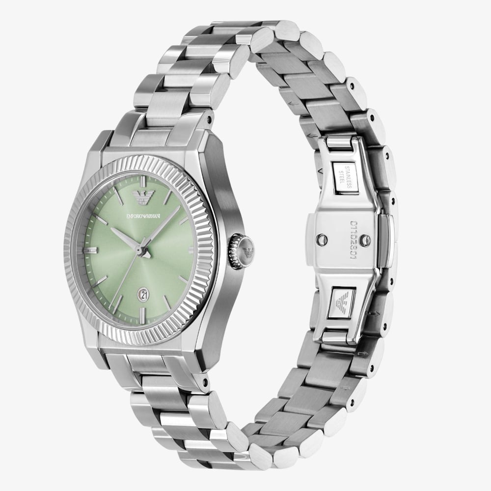 Emporio Armani Ladies Federica Green Dial Watch AR11656