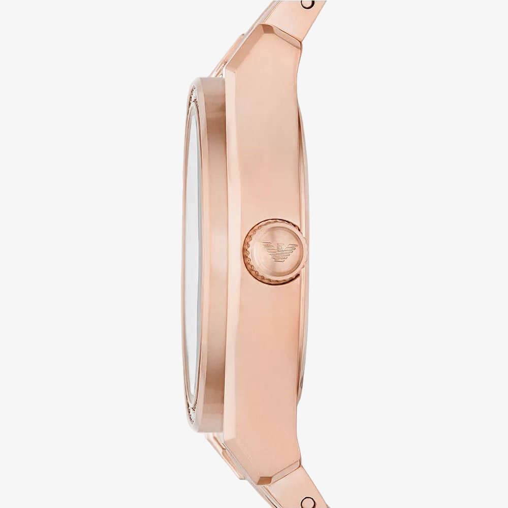 Emporio Armani Ladies Federica Rose Gold Crystal Set Watch AR11558