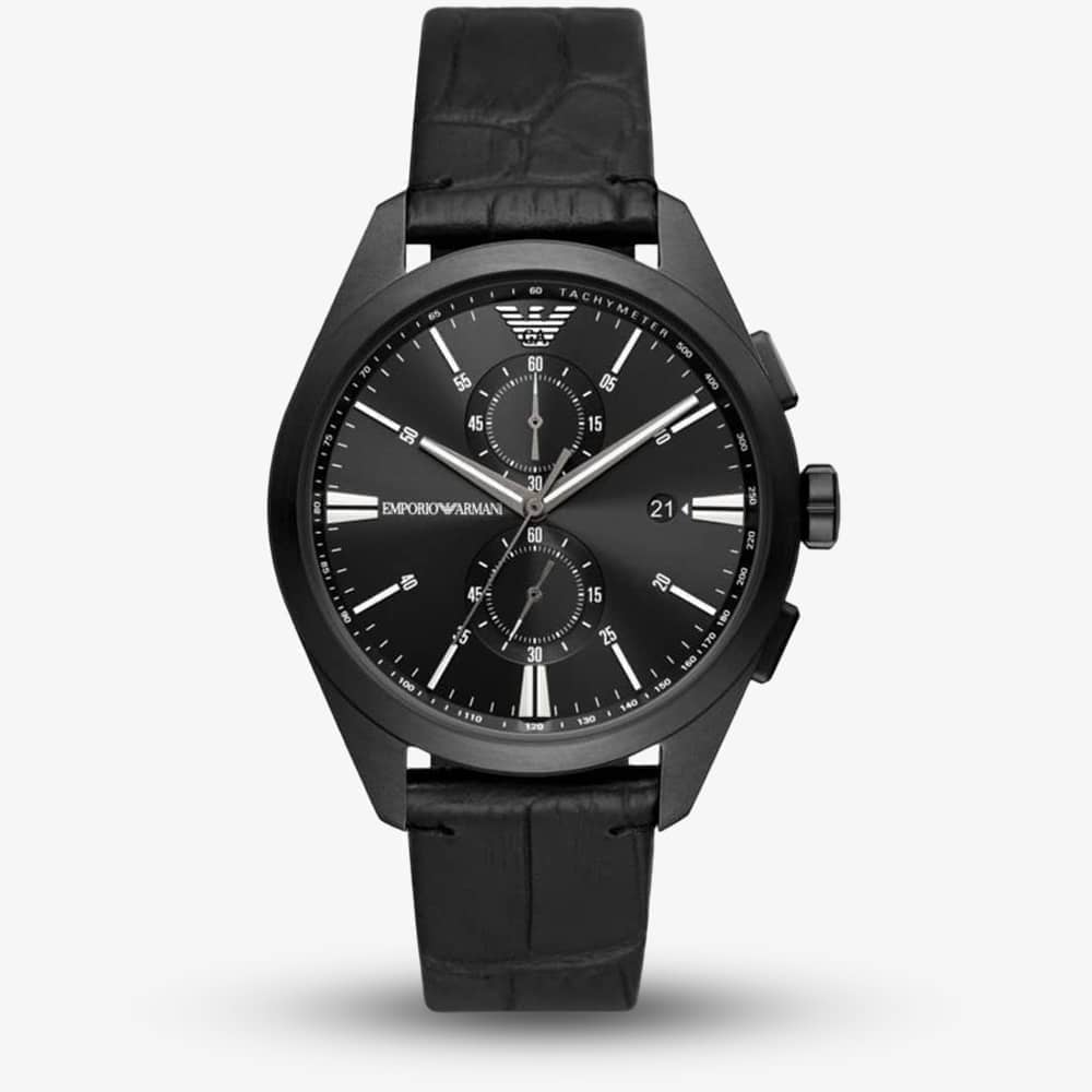 House of Watches - Emporio Armani Mens Black Dial & Strap Chronograph Watch AR11483