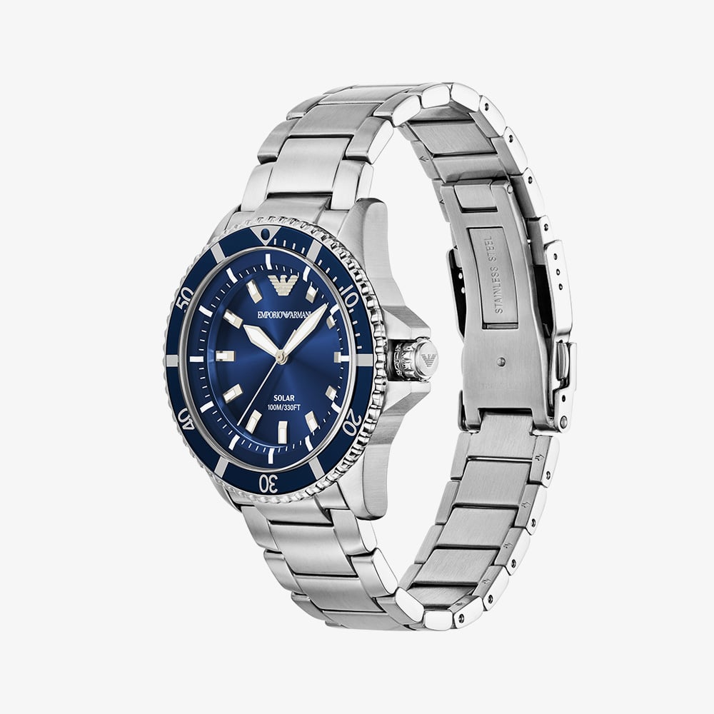 Emporio Armani Mens World Explorer Solar Powered Blue Dial Watch AR11697