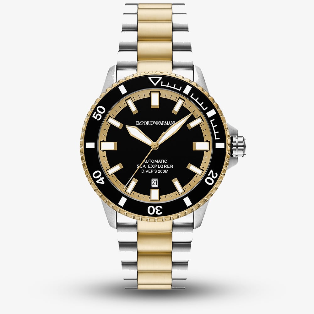 Emporio Armani Mens Sea Explorer Black Dial Automatic Watch AR60089