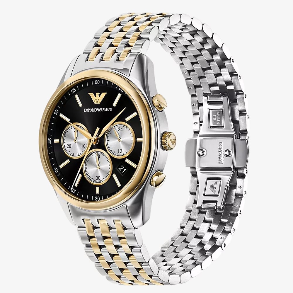 Emporio Armani Mens Antonio Two-Tone Chronograph Watch AR11713