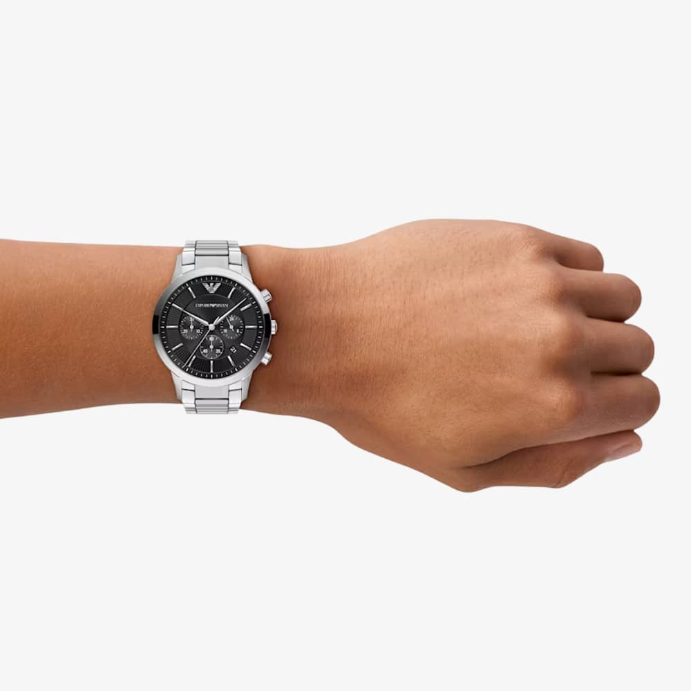Emporio Armani Mens Archetipo Black Chronograph Dial Bracelet Watch AR11819