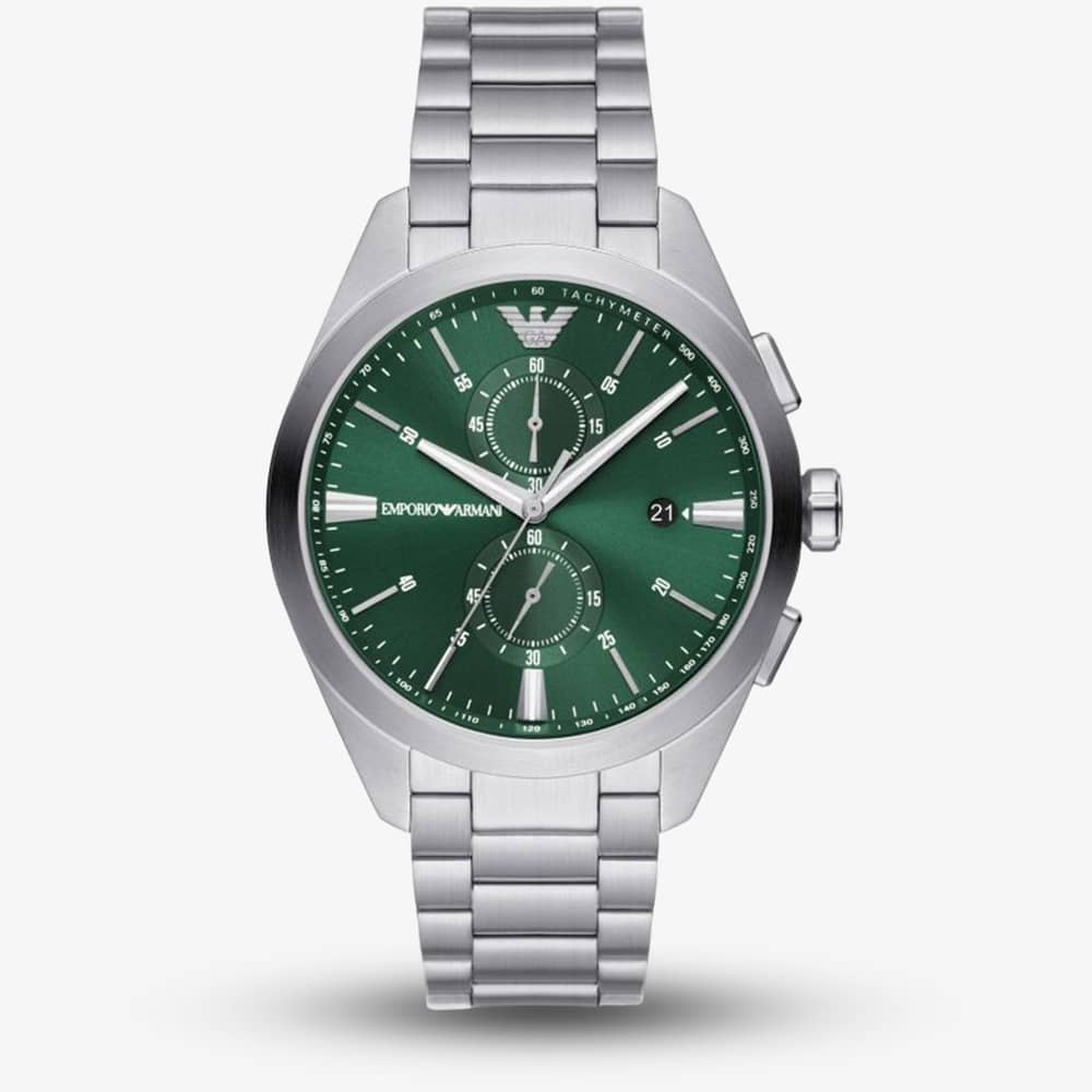 House of Watches - Emporio Armani Mens Claudio Green Dial Chronograph Watch AR11480
