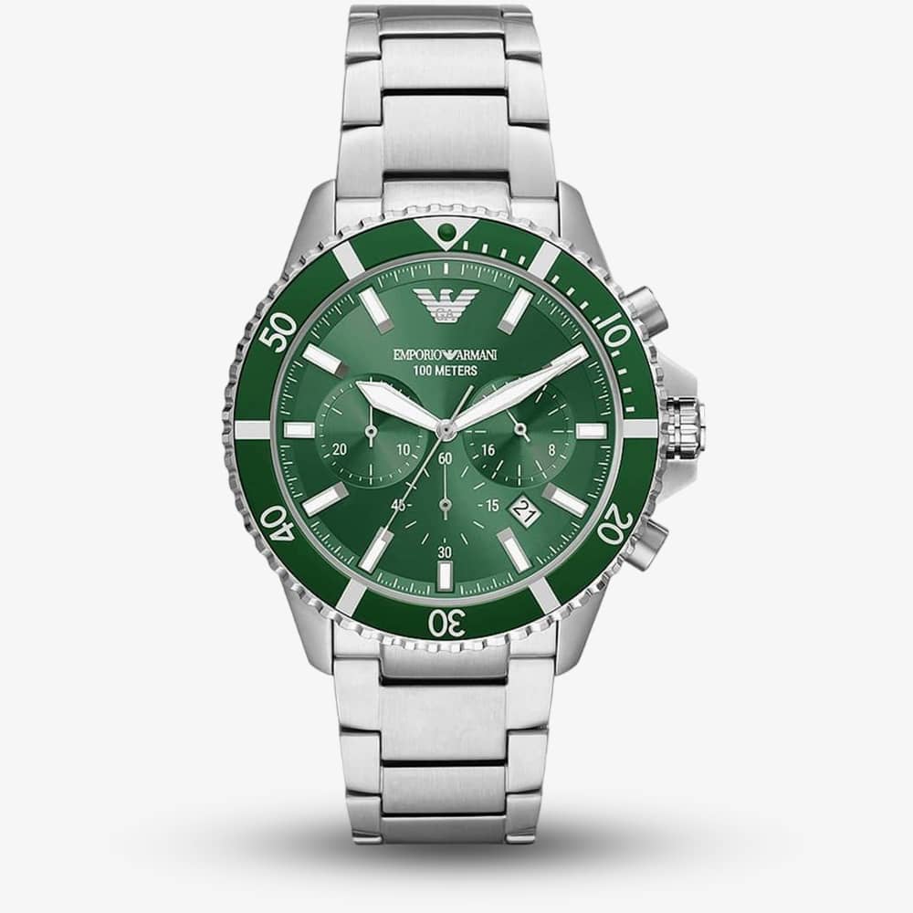 House of Watches - Emporio Armani Diver Green Dial Chronograph Watch AR11500