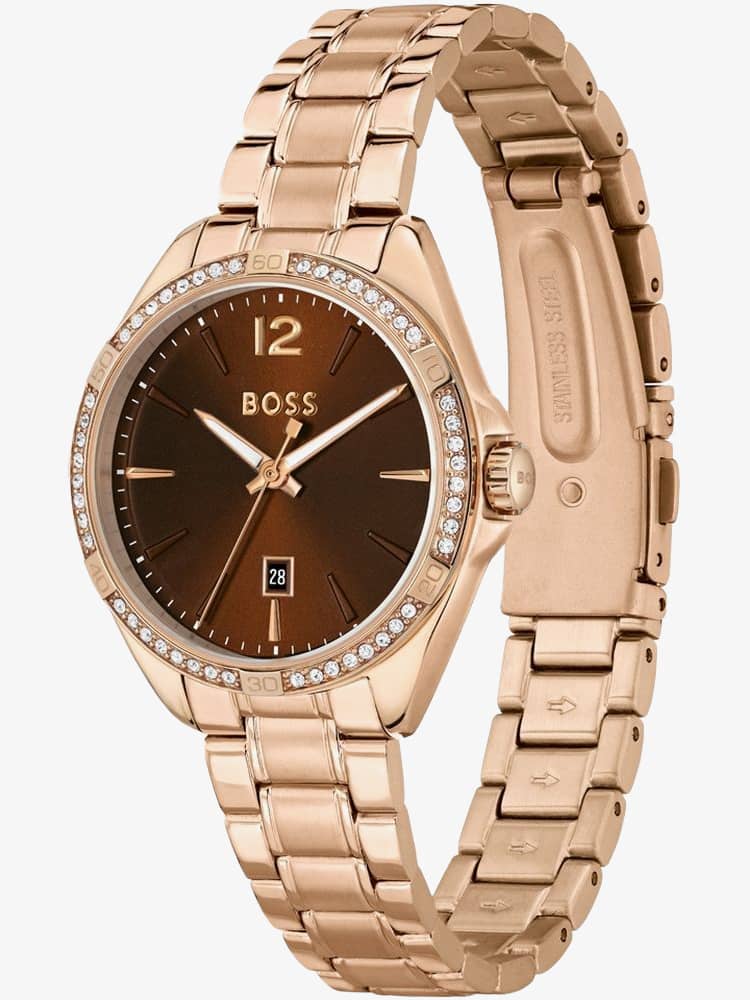BOSS Ladies Felina Rose Gold Plated Crystal Watch 1502621