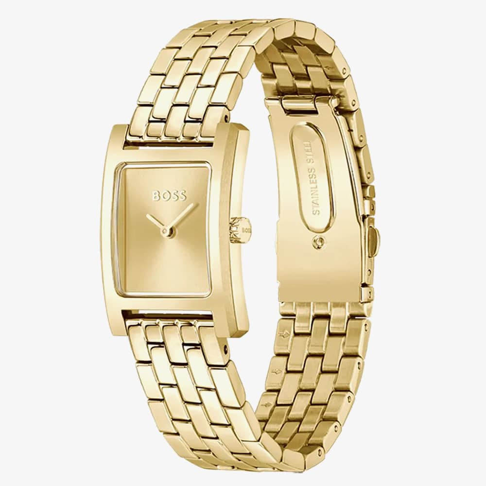 BOSS Lucy Gold Plated Rectangle Watch 1502744